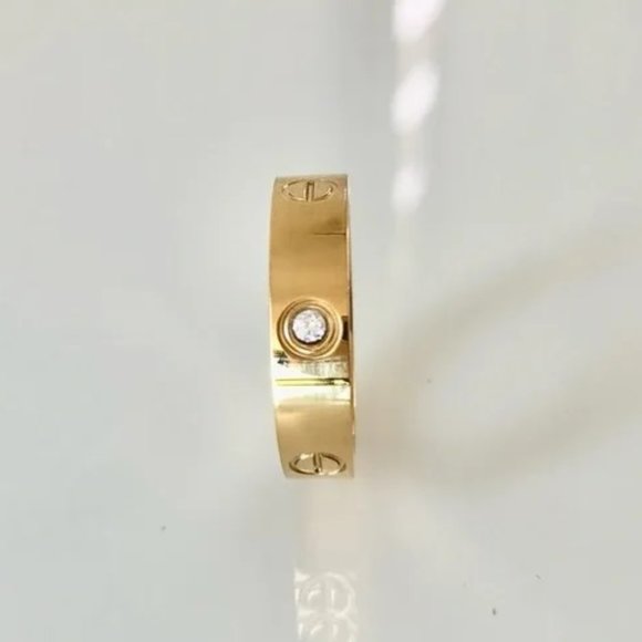 Gold Screw Zirconia Ring Band Size 8 "NEW" - Picture 3 of 4
